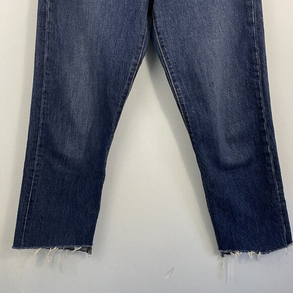 Levis Premium Wedgie Straight Jeans Blue Womens 26 Button Fly Raw Hem - Picture 4 of 15